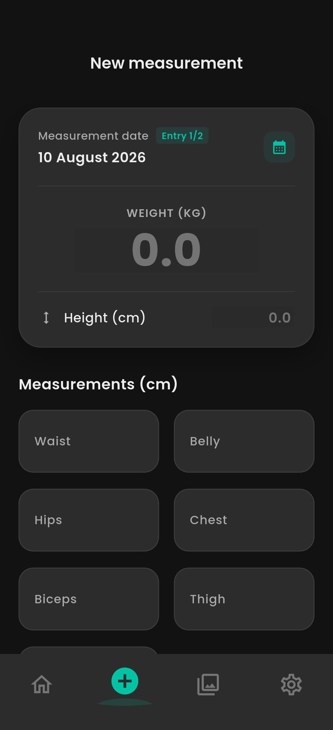 BodyLog AI new measurement entry form