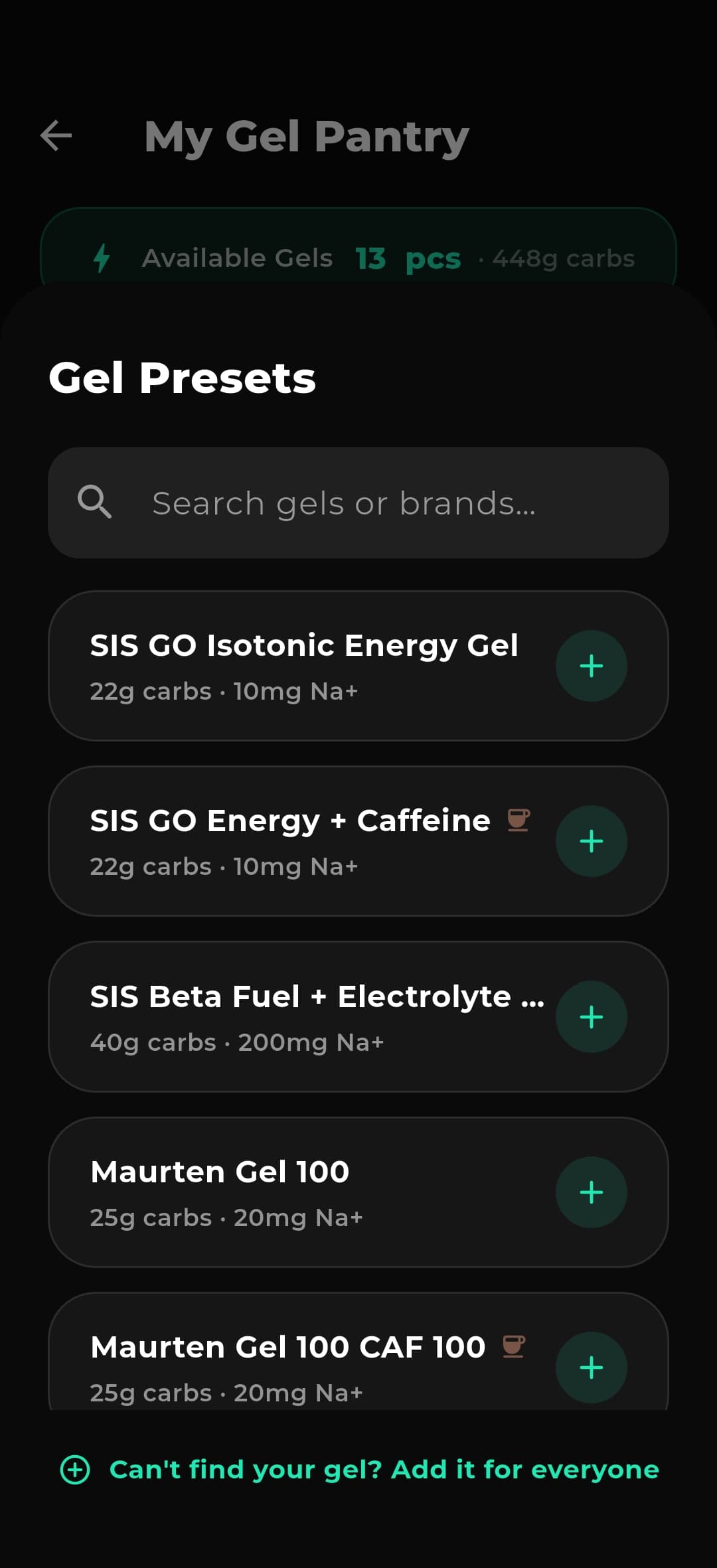 RaceFuel gel presets library
